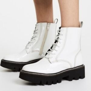 Jeffrey Campbell Agrira White Patent Leather Combat Boots Size 10 NWOT